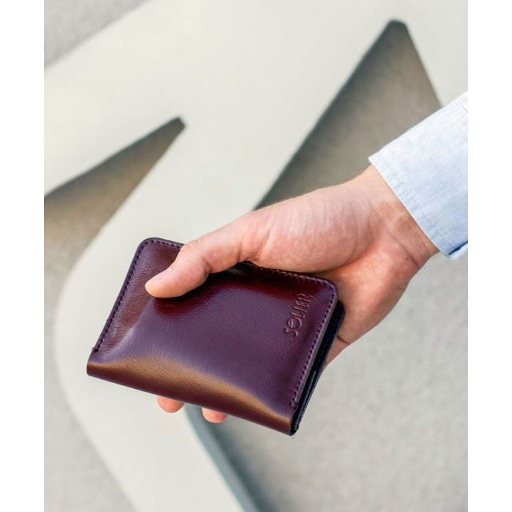 Plona vyriška odinė piniginė su monetų laikikliu SOLIER SW15 SLIM BROWN