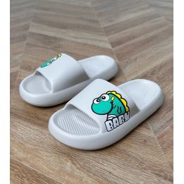 Šlepetės vaikiškos pilkos su dinozauro piešiniu Baby