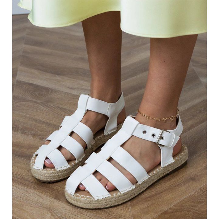 Uždari baltos spalvos moteriški espadrilės tipo sandalai