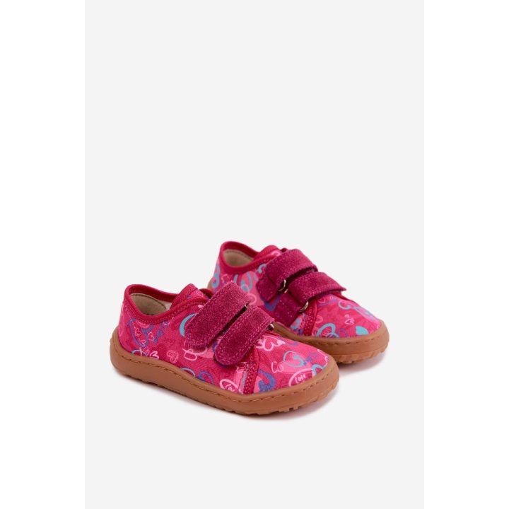 Mergaitiškos tekstilinės šlepetės su lipdukais, fuksijos spalvos