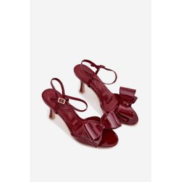 Bordo spalvos basutės su kulnu ir kaspinu Step in style