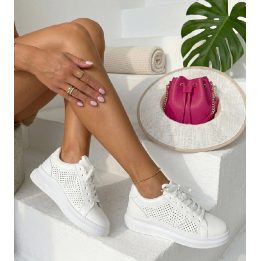 Balti perforuoti sneakersai Sophia