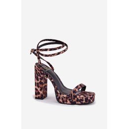 Aukštakulnės basutės su platforma, leopardo rašto
