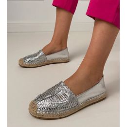 Sidabrinės ažūrinės espadrilės ant platformos Zelvira
