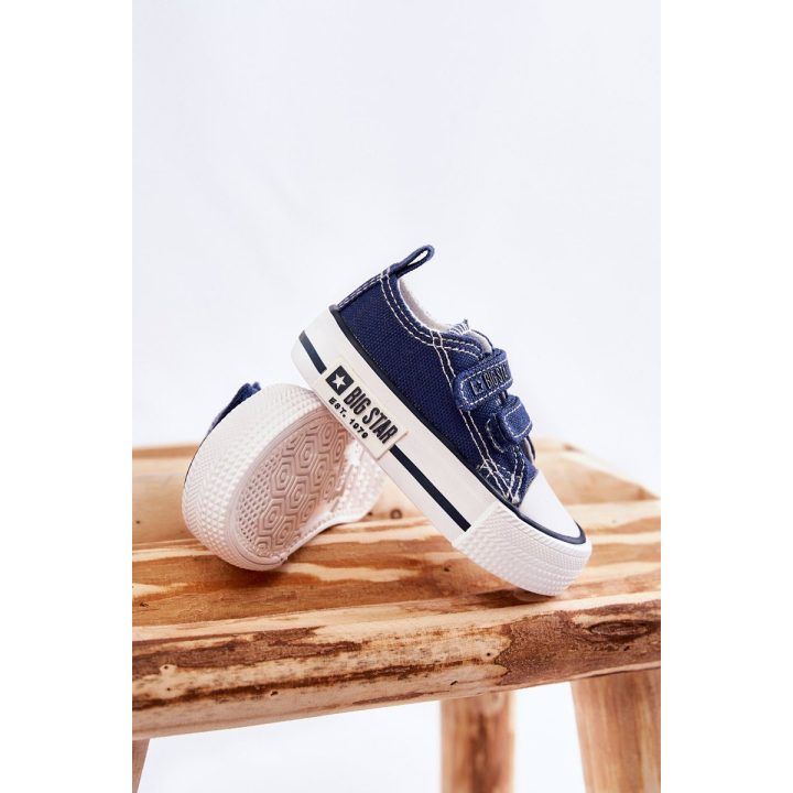vaikams medžiaginiai laisvalaikio batai su lipniais užsegimais mėlynos spalvos BIG STAR SHOES