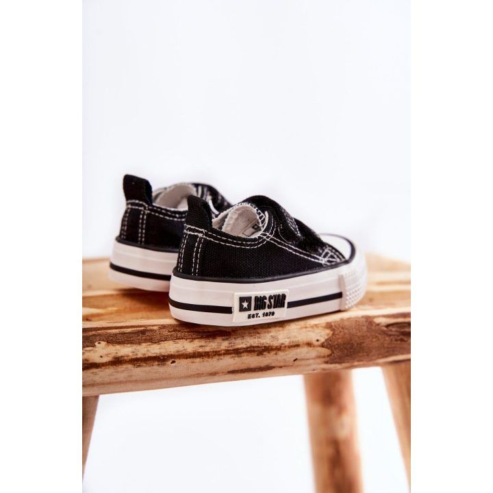 Vaikams medžiaginiai laisvalaikio batai su lipniais užsegimais juodos spalvos BIG STAR SHOES