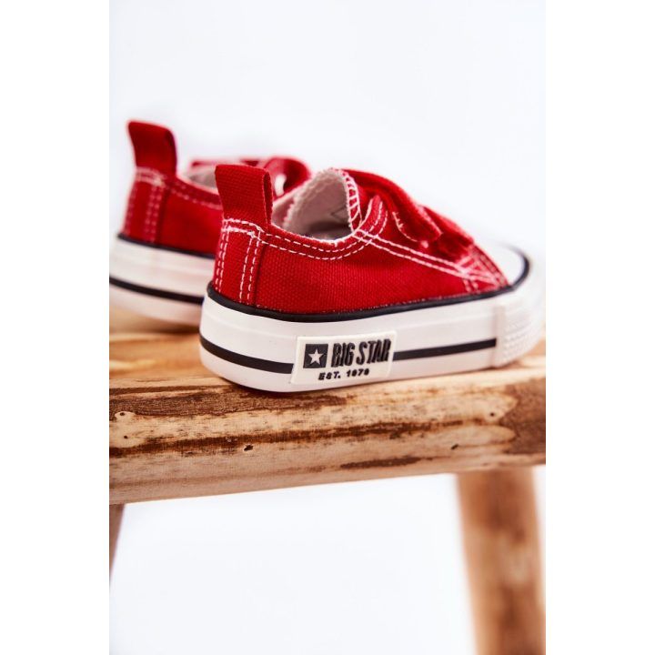 vaikams medžiaginiai laisvalaikio batai su lipniais užsegimais raudonos spalvos BIG STAR SHOES