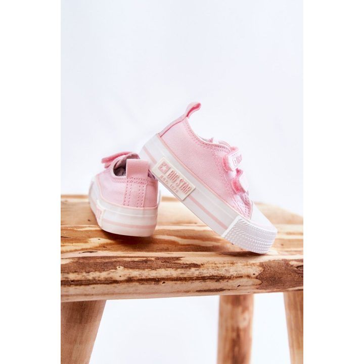 Vaikams medžiaginės laisvalaikio batai su lipniais užsegimais rausvos spalvos BIG STAR SHOES