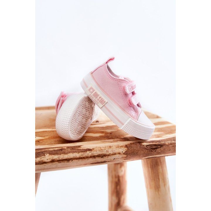 Vaikams medžiaginės laisvalaikio batai su lipniais užsegimais rausvos spalvos BIG STAR SHOES