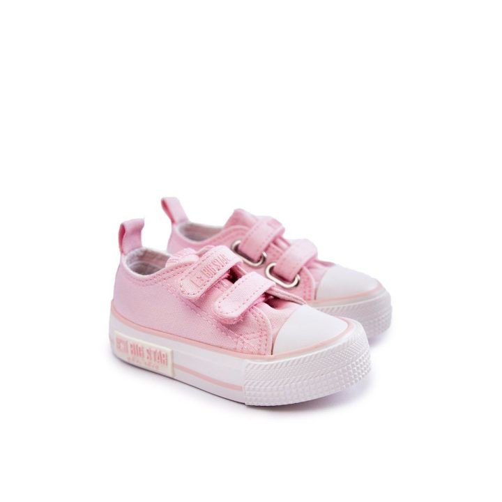 Vaikams medžiaginės laisvalaikio batai su lipniais užsegimais rausvos spalvos BIG STAR SHOES