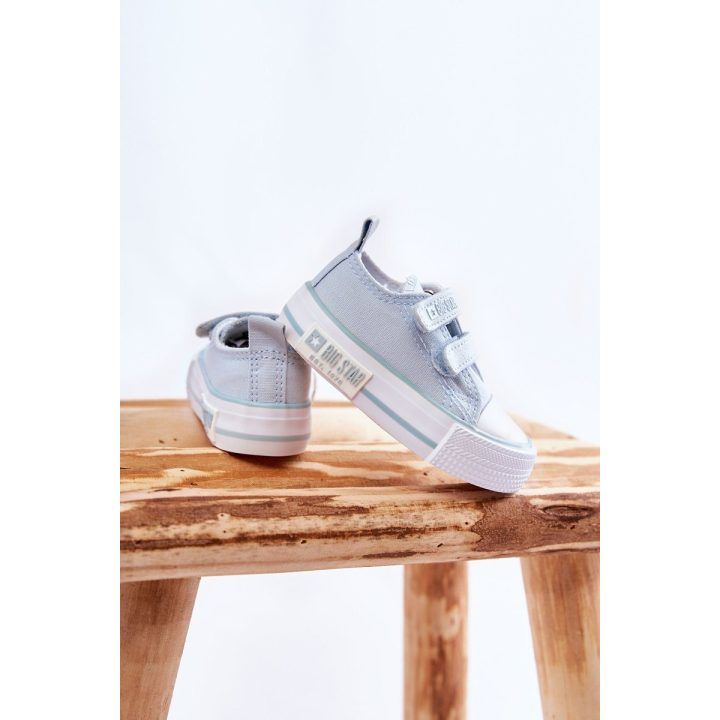 Vaikams medžiaginės laisvalaikio batai su lipniais užsegimais mėlynos spalvos BIG STAR SHOES