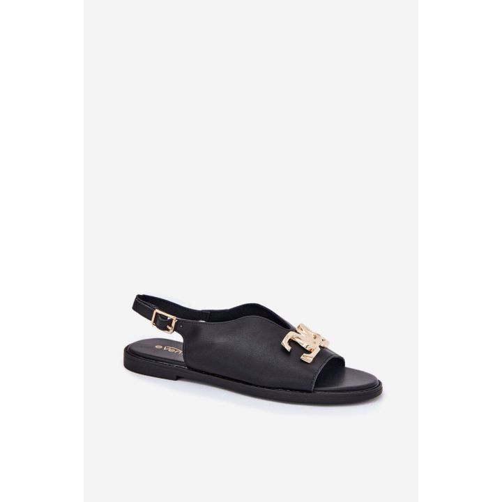 Moteriškos juodos basutės su auksine puošyba Amelira