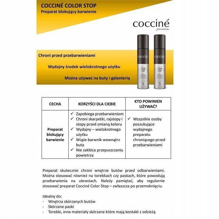Coccine Color Stop“ batų dėmių apsaugantis purškalas COCCINE