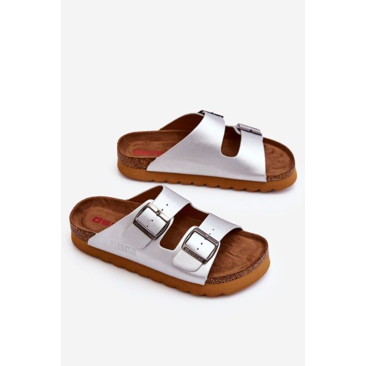 Klasikinės moteriškos šlepetės Sidabrinės BIG STAR SHOES