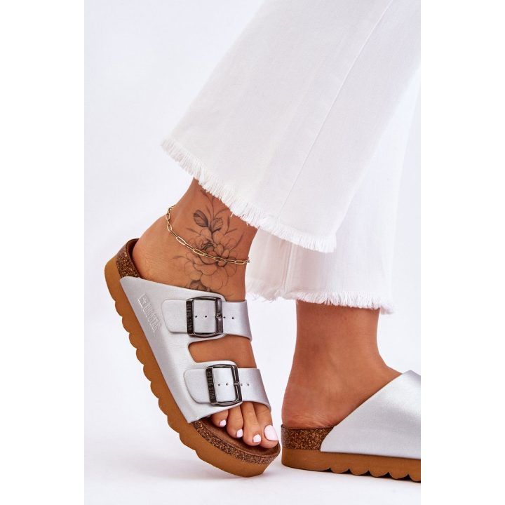 Klasikinės moteriškos šlepetės Sidabrinės BIG STAR SHOES