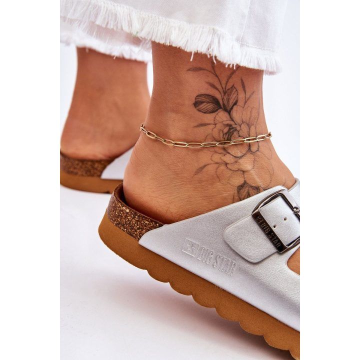 Klasikinės moteriškos šlepetės Sidabrinės BIG STAR SHOES