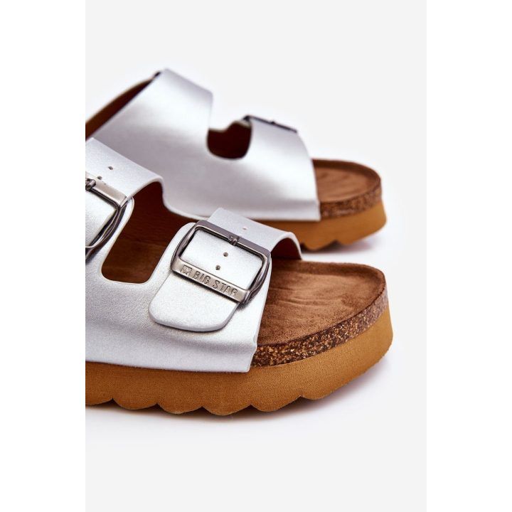 Klasikinės moteriškos šlepetės Sidabrinės BIG STAR SHOES