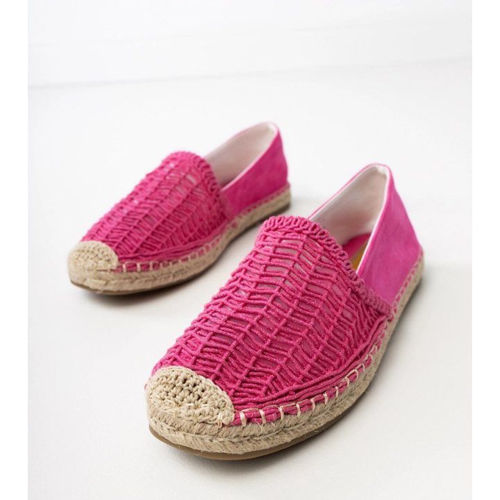 Moteriškos rožinės ažūrinės espadrilės su platforma Plevis