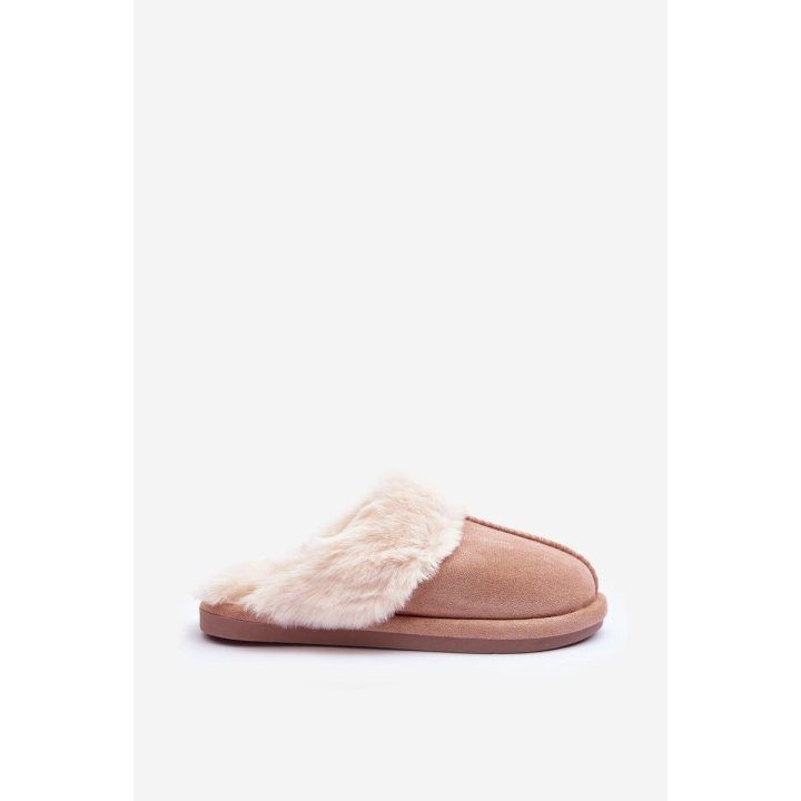 Moteriškos šlepetės su kailiu Smėlio spalvos Pinky BSB27294 BOTO