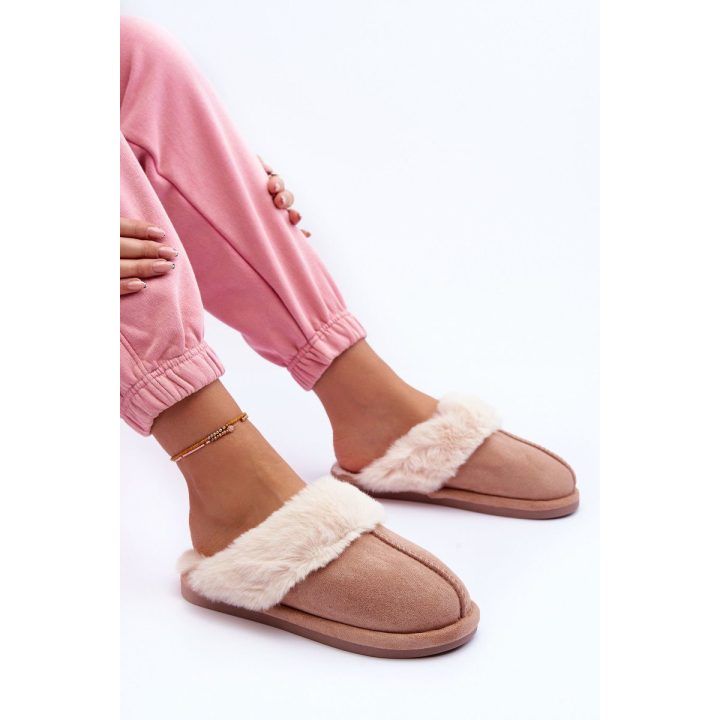 Moteriškos šlepetės su kailiu Smėlio spalvos Pinky BSB27294 BOTO