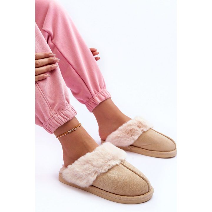 Moteriškos šlepetės su dirbtiniu kailiu Light Smėlio spalvos Pinky BSB27300 BOTO