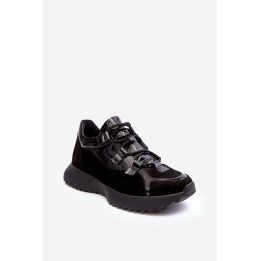 Moteriški odiniai lakuoti sportiniai bateliai M01/2 Zazoo Black ZAZOO