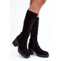 Ilgaauliai batai virš kelių su dideliu kulnu D&A SN622-10A Black S.BARSKI