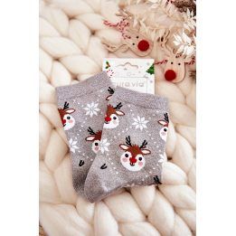 Moteriškos kalėdinės kojinės Shiny Reindeer Grey AURA.VIA