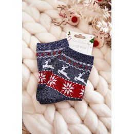 Moteriškos kalėdinės kojinės Shiny ReindeerNavy blue AURA.VIA