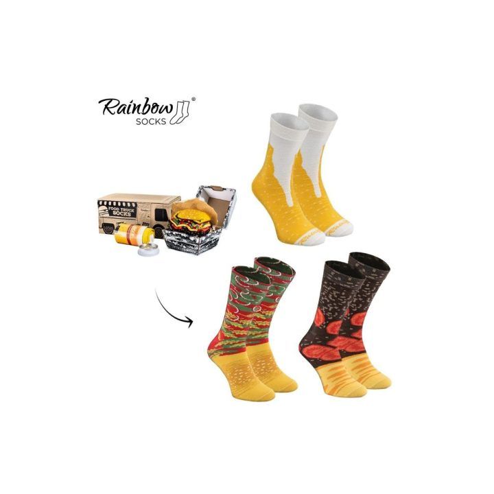 Maisto sunkvežimio kojinių rinkinys Alaus dėžutė Burgeris 3 poros ZOOKSY/RAINBOW SOCKS