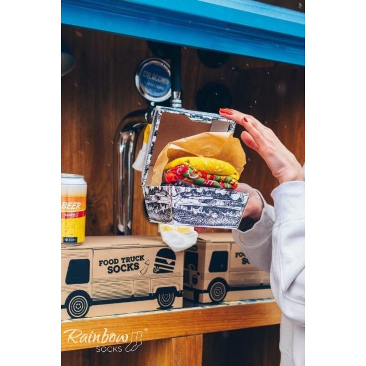 Maisto sunkvežimio kojinių rinkinys Alaus dėžutė Burgeris 3 poros ZOOKSY/RAINBOW SOCKS