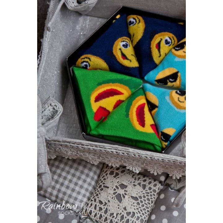 kojinės Emoticons Brainy Smiley Lover 3 poros ZOOKSY/RAINBOW SOCKS