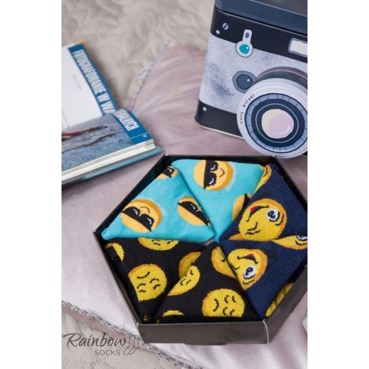 kojinės Emoticons Smiley Sadness Brainy 3 poros ZOOKSY/RAINBOW SOCKS