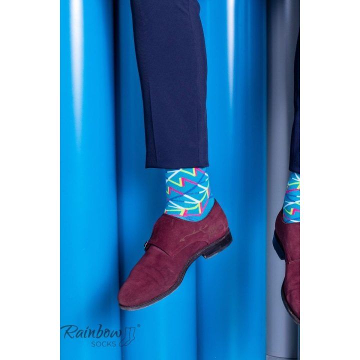 kojinės su geometriniais raštais iš 3 porų ZOOKSY/RAINBOW SOCKS