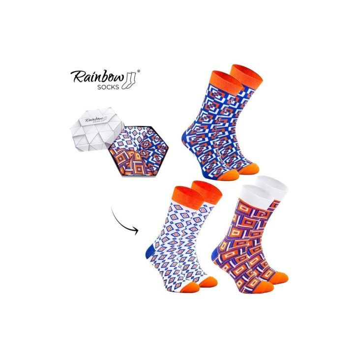 kojinės su geometriniais raštais iš 3 porų ZOOKSY/RAINBOW SOCKS