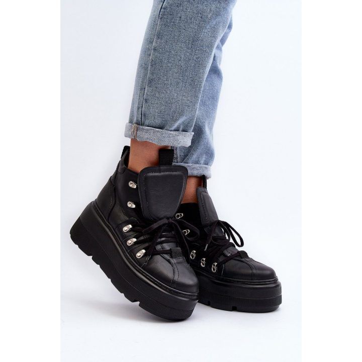 Zazoo 3416 Odiniai moteriški sportiniai bateliai Black ZAZOO