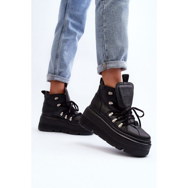 Zazoo 3416 Odiniai moteriški sportiniai bateliai Black ZAZOO