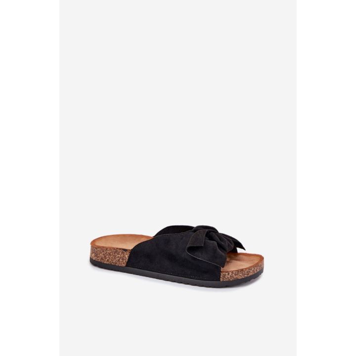 Šlepetės su juodu kaspinu ir kamštiniu padu Step in Style