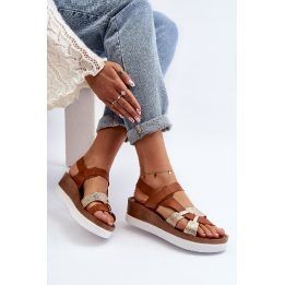 Moteriški odiniai platforminiai sandalai Brown ZAZOO