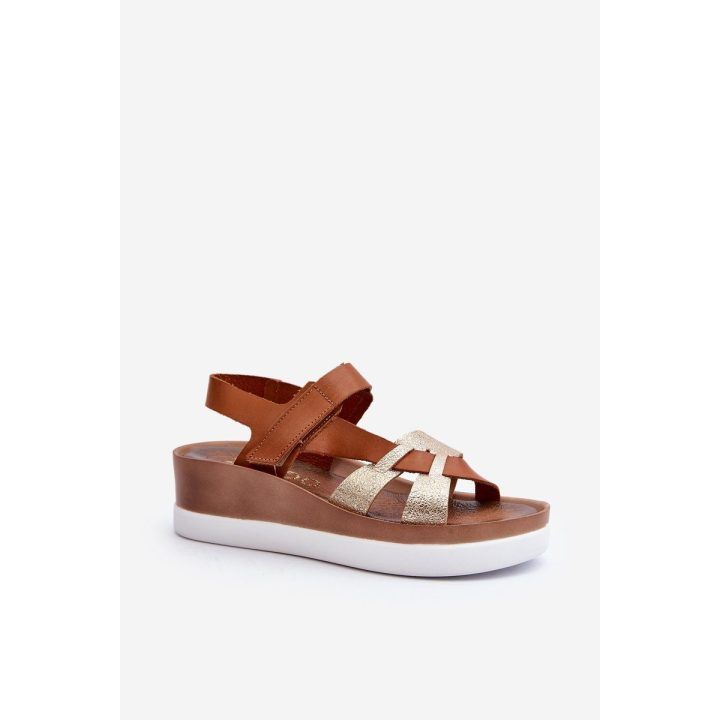 Moteriški odiniai platforminiai sandalai Brown ZAZOO