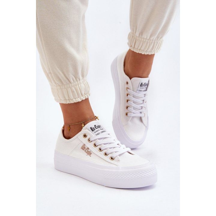 Moteriški platforminiai kedai balti Lee Cooper LEE COOPER