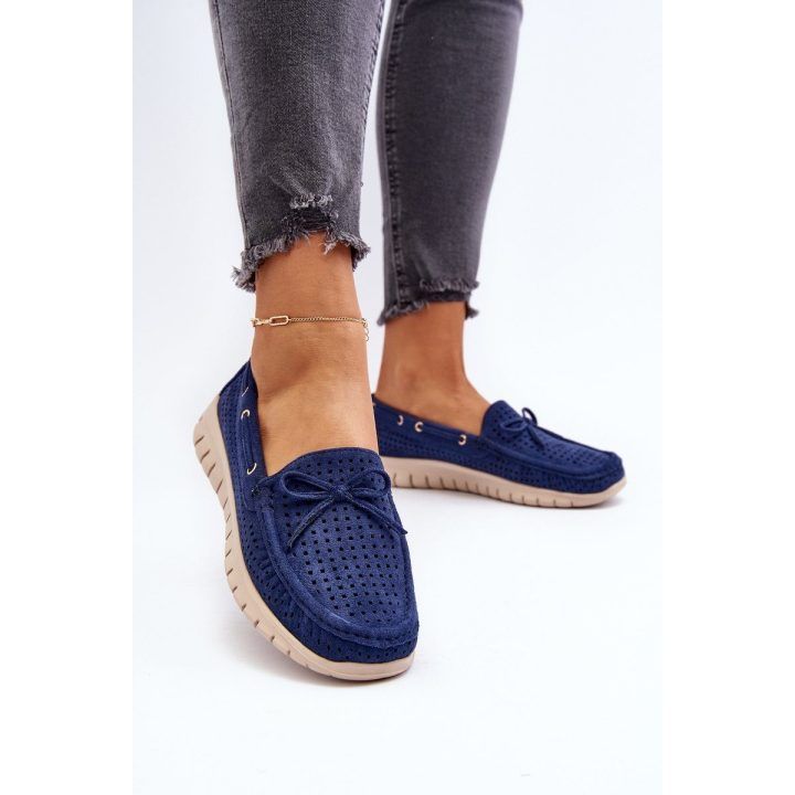 Moteriški mokasinai su lanku Navy Blue Reece VINCEZA