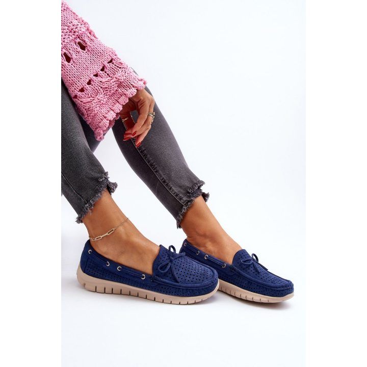 Moteriški mokasinai su lanku Navy Blue Reece VINCEZA