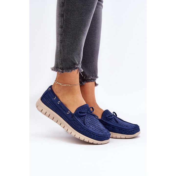 Moteriški mokasinai su lanku Navy Blue Reece VINCEZA