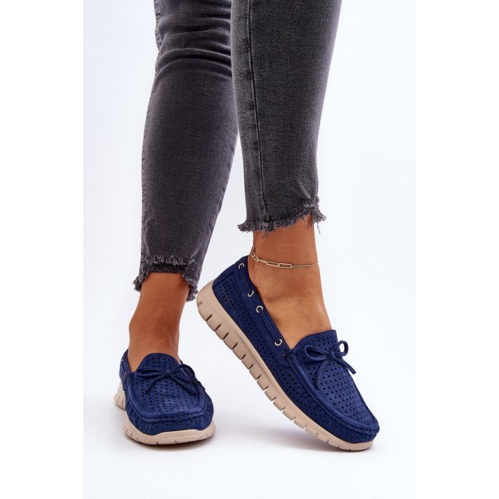 Moteriški mokasinai su lanku Navy Blue Reece VINCEZA
