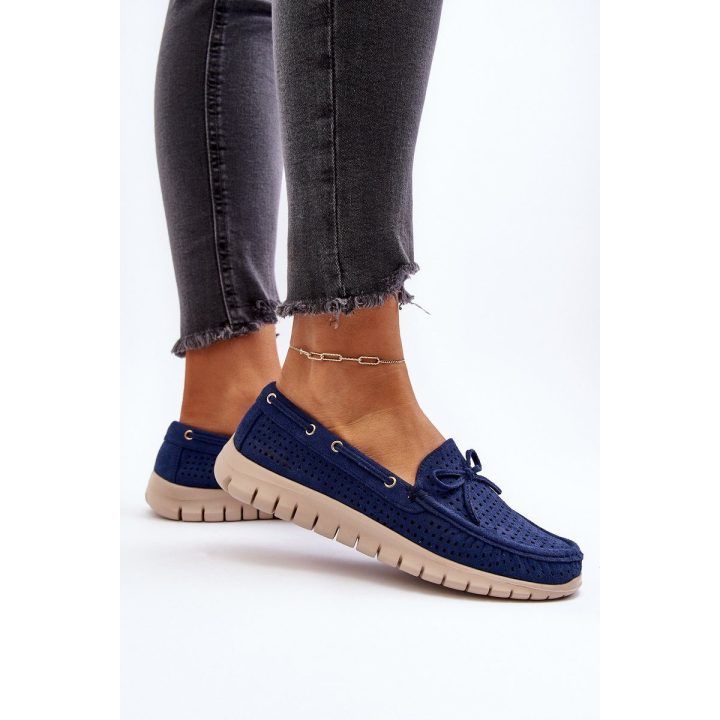 Moteriški mokasinai su lanku Navy Blue Reece VINCEZA