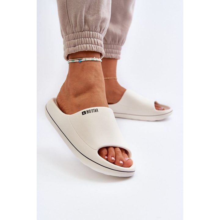 Moteriškos šlepetės atviru priekiu baltos Big Star BIG STAR SHOES