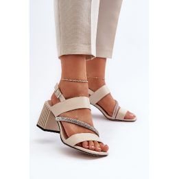 Elegantiški moteriški sandalai su smėlio spalvos smailianosiu kulnu D&A MR38-549 S.BARSKI