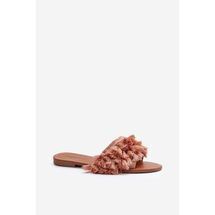Moteriškos plokščios šlepetės su kutais Dirty Pink Rialle BOTO