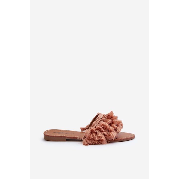 Moteriškos plokščios šlepetės su kutais Dirty Pink Rialle BOTO